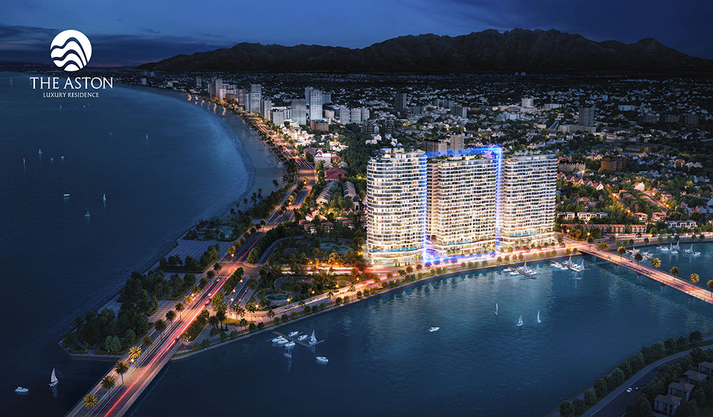 The Aston Luxury Residence được kỳ vọng trở thành biểu tượng mới bên vịnh Nha Trang. Ảnh phối cảnh dự án