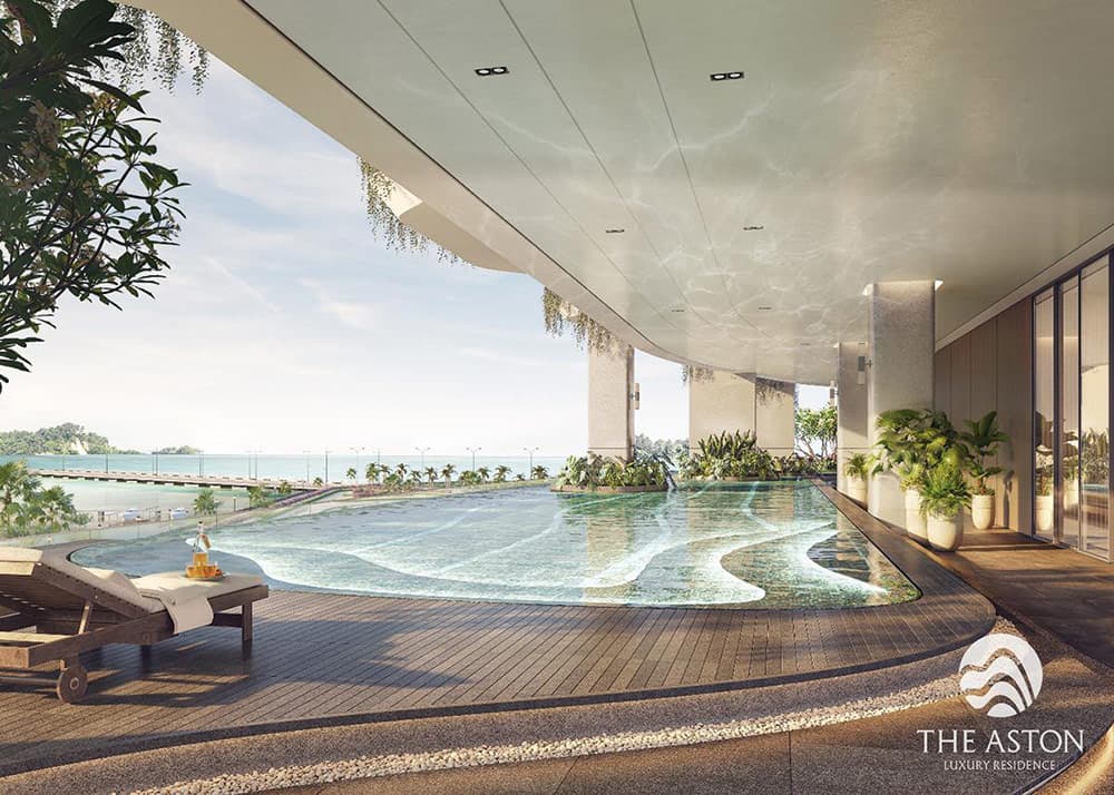 The Aston Luxury Residence là dự án hiếm hoi tại Nha Trang sở hữu 3 hồ bơi vô cực. Ảnh phối cảnh dự án